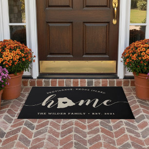 Rhode Island Home State Personalized Doormat