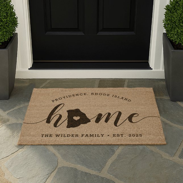 Rhode Island Home State Personalized Fiber Doormat (Creator Uploaded)