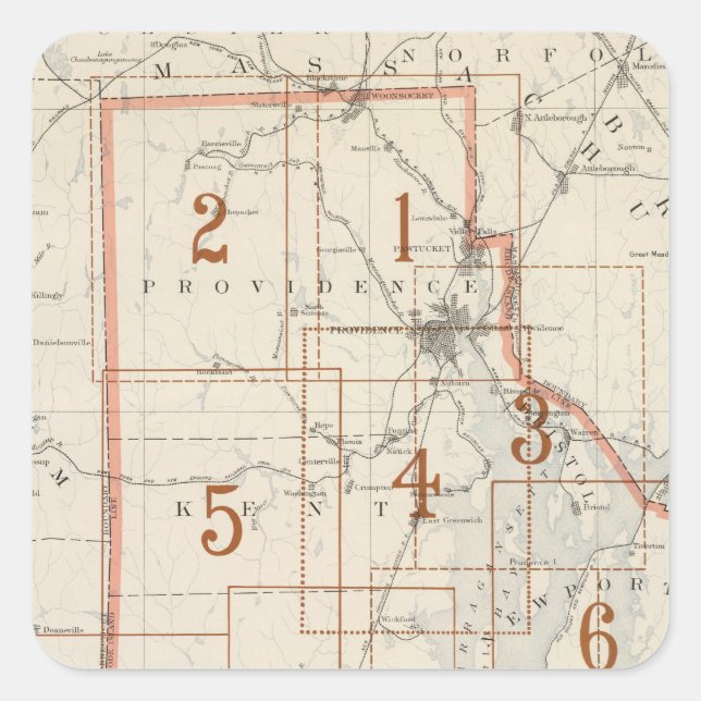 Rhode Island index map Square Sticker (Front)
