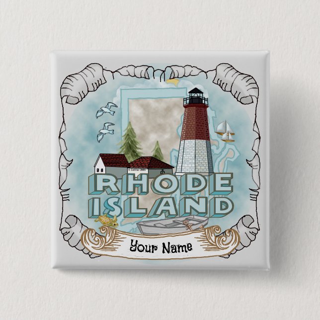 Rhode Island  Lighthouse  Button (Front)