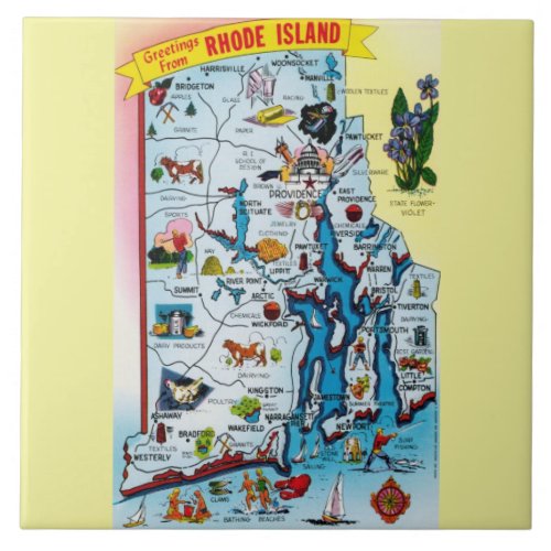 Rhode Island Map Ceramic Tile