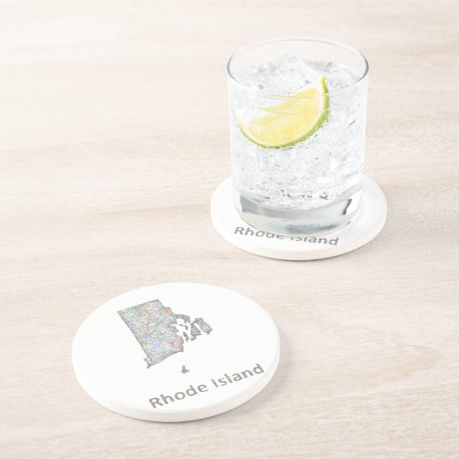 Rhode Island map Drink Coaster (Side)