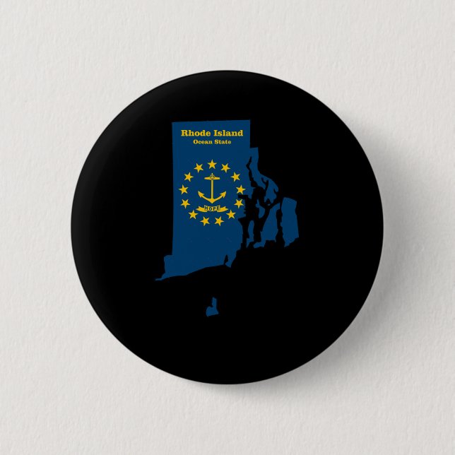 Rhode Island Map Flag Sticker  Button (Front)