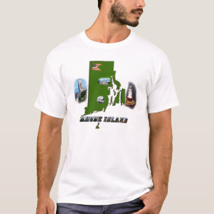 Rhode Island Map, Photos and Text T-Shirt