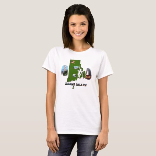 Rhode Island Map Photos and Text Womens T_Shirt