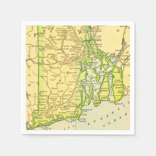 Rhode Island Map Postcard Napkins