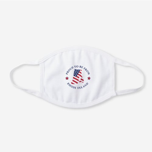 Rhode Island Map State Red White Blue Flag White Cotton Face Mask