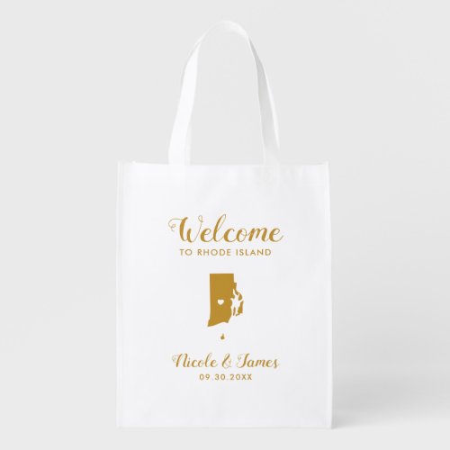 Rhode Island Map Wedding Welcome Bag Gold Tote Ba