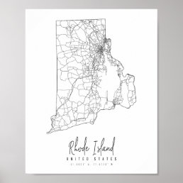 Rhode Island Minimal Street Map Poster