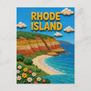 Rhode Island Mohegan Bluffs Modern KLAYKOO Postcard
