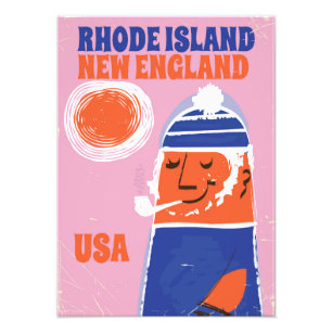 Rhode Island, New England fisherman vintage poster