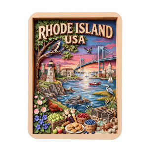 Rhode Island Newport Lighthouse Coastal Wildlife Magnet