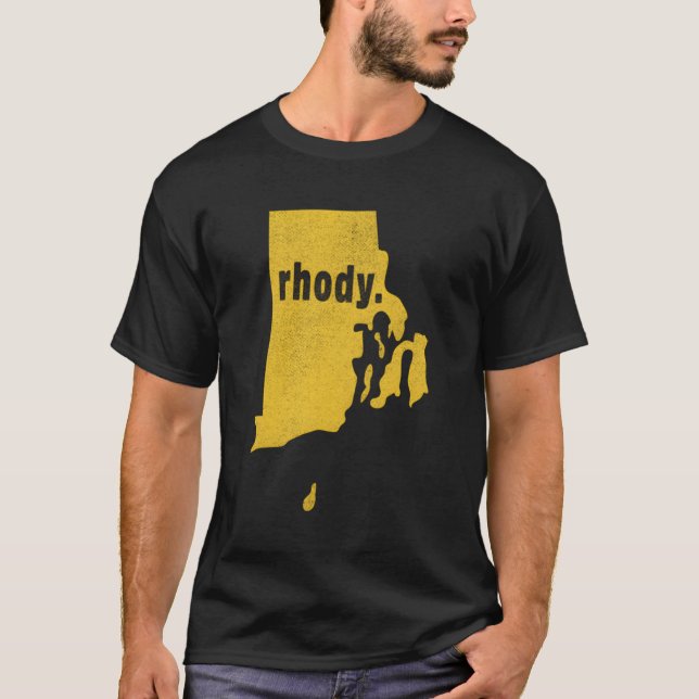 Rhode Island Nickname Rhody Distressed T-Shirt (Front)