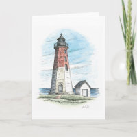 Rhode Island Notecard featuring Point Judith Light