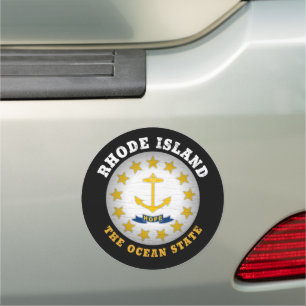 RHODE ISLAND OCEAN STATE STATE FLAG CAR MAGNET