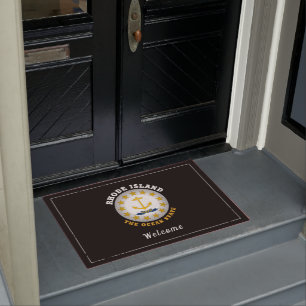 RHODE ISLAND OCEAN STATE STATE FLAG DOORMAT