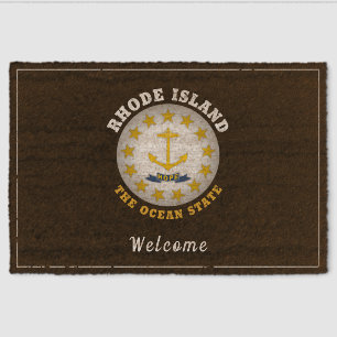 RHODE ISLAND OCEAN STATE STATE FLAG FIBER DOORMAT