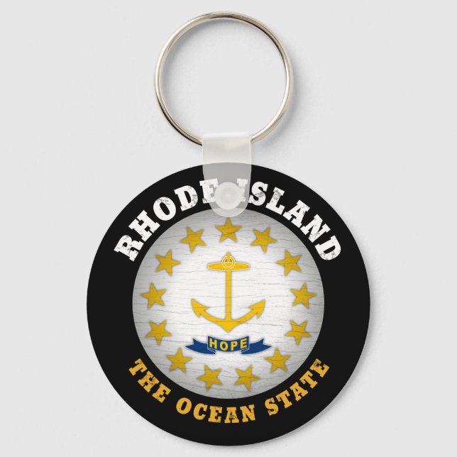 RHODE ISLAND OCEAN STATE STATE FLAG KEYCHAIN (Front)