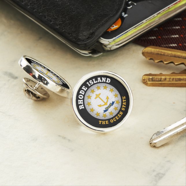 RHODE ISLAND OCEAN STATE STATE FLAG LAPEL PIN (In Situ)