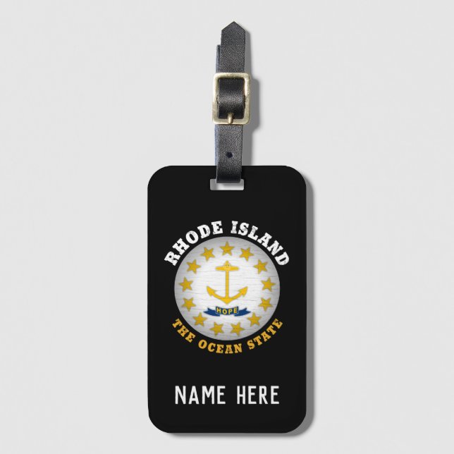 RHODE ISLAND OCEAN STATE STATE FLAG LUGGAGE TAG (Front Vertical)