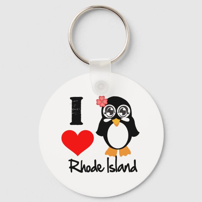 Rhode Island Penguin - I Love Rhode Island Keychain (Front)
