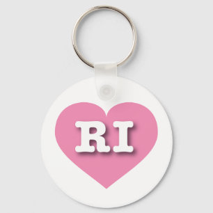 Rhode Island Pink Heart - I love RI Keychain