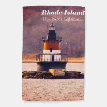 Rhode Island Plum Beach Light Garden Flag by RenderlyYours at Zazzle