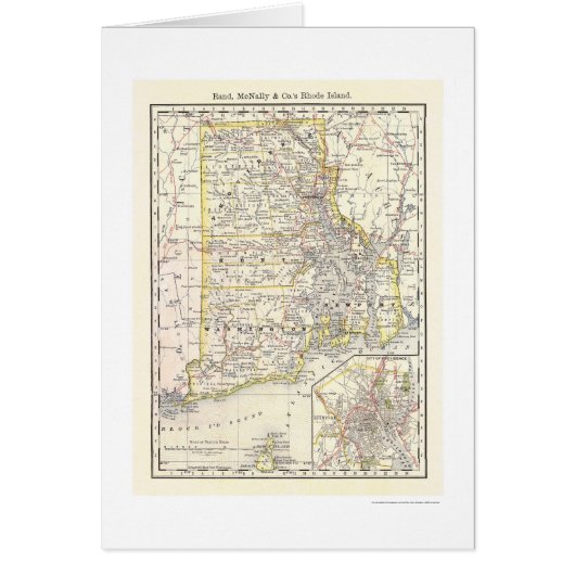 Rhode Island Railroad Map 1875 Cards (Front)