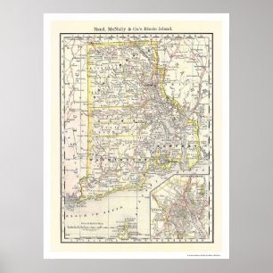 Rhode Island Railroad Map 1875 Poster