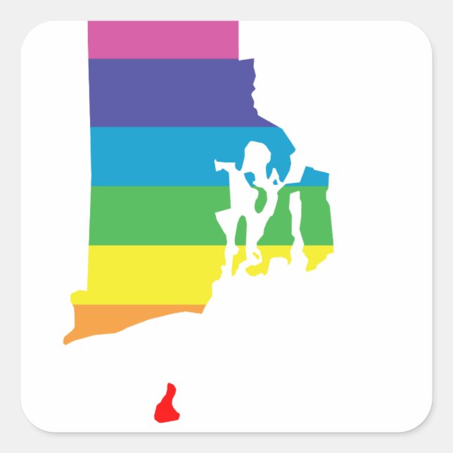 rhode island rainbow square sticker (Front)