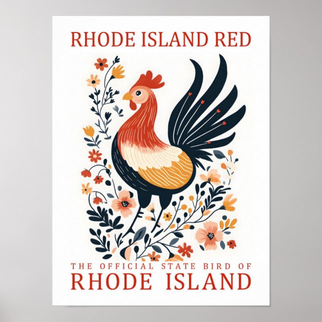 Rhode Island Red Bird of Rhode Island Travel Poster (Front)