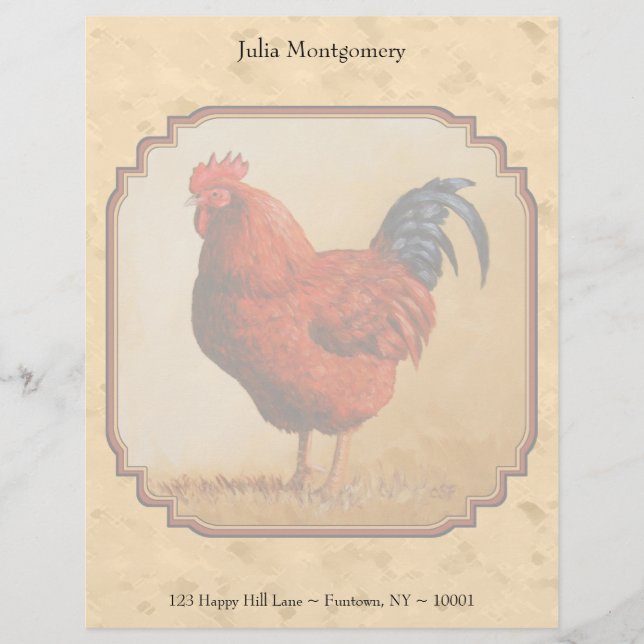 Rhode Island Red Chicken Beige Letterhead (Front)