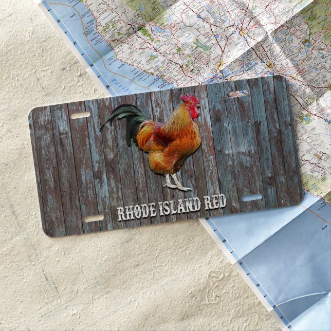 Rhode Island Red Chicken License Plate (In Situ)