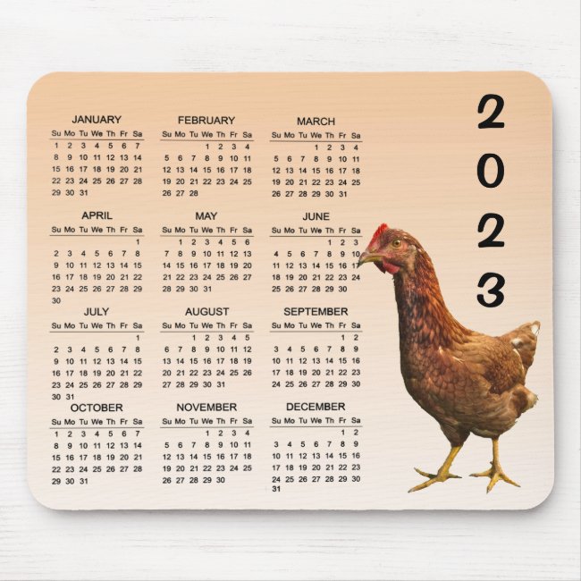 Rhode Island Red Hen 2023 Calendar Mousepad