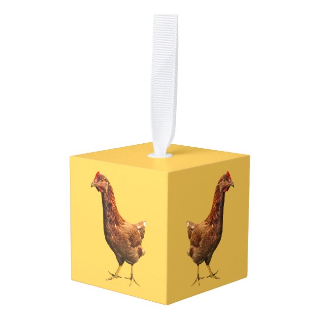 Rhode Island Red Hen Chicken Bird Cube Ornament
