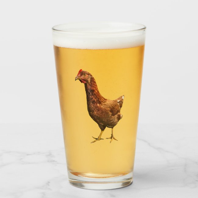 Rhode Island Red Hen Chicken Bird Glass Tumbler