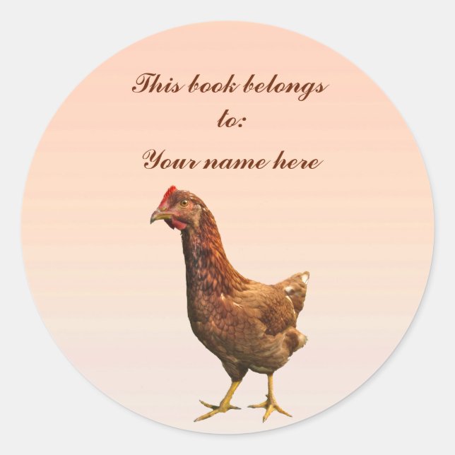 Rhode Island Red Hen Chicken Bookplate (Front)