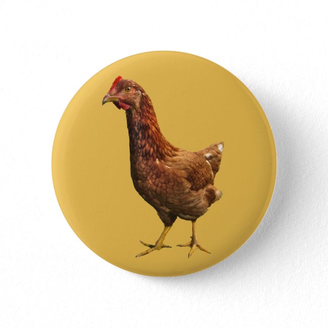 Rhode Island Red Hen Chicken Button