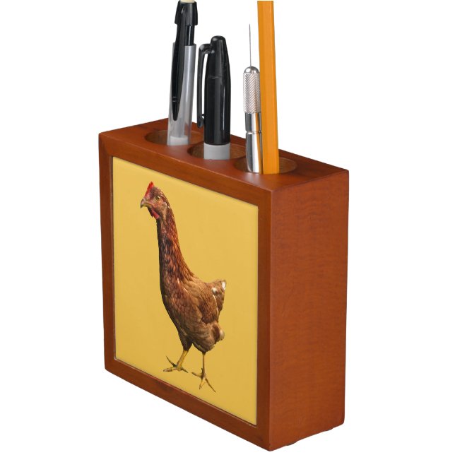 Rhode Island Red Hen Chicken Desk Organizer (In Situ)