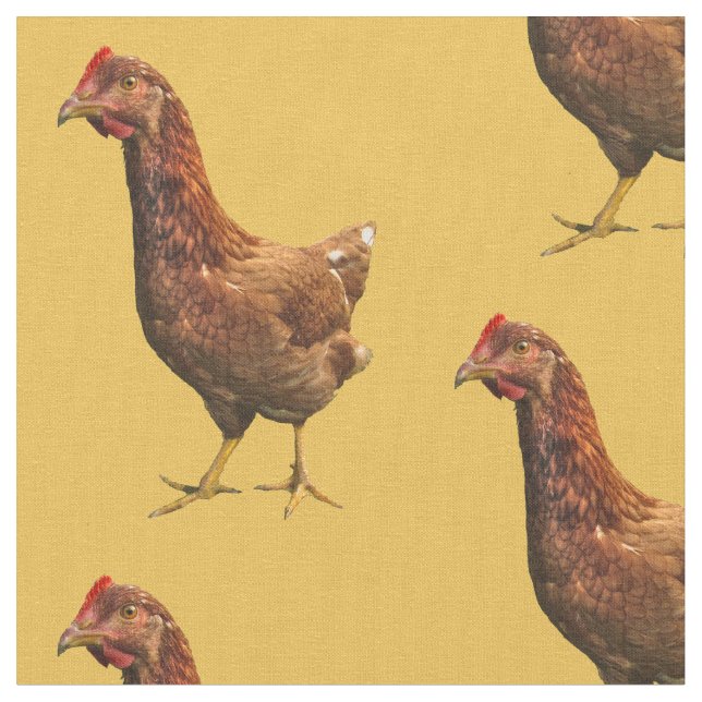 Rhode Island Red Hen Chicken Fabric (Close Up)