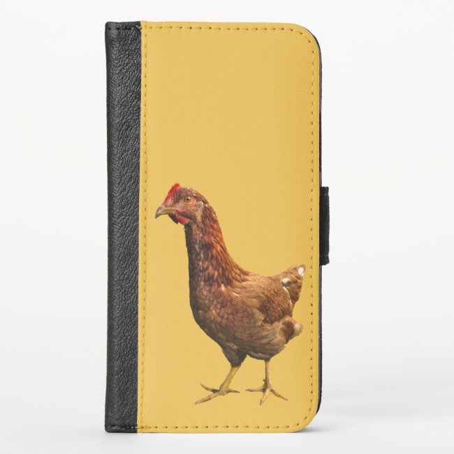 Rhode Island Red Hen Chicken iPhone X Wallet Case