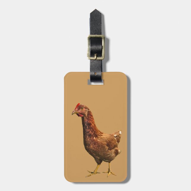 Rhode Island Red Hen Chicken Luggage Tag (Front Vertical)