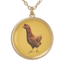 Rhode Island Red Hen Chicken Necklace