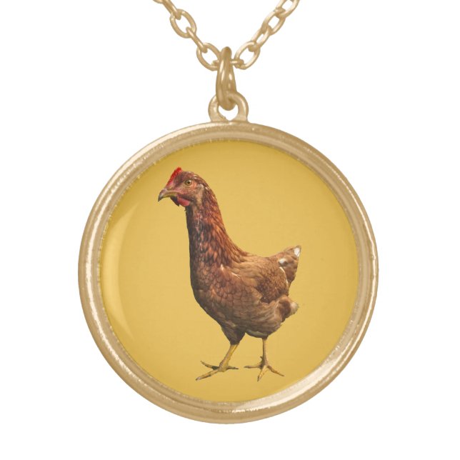 Rhode Island Red Hen Chicken Necklace (Front)