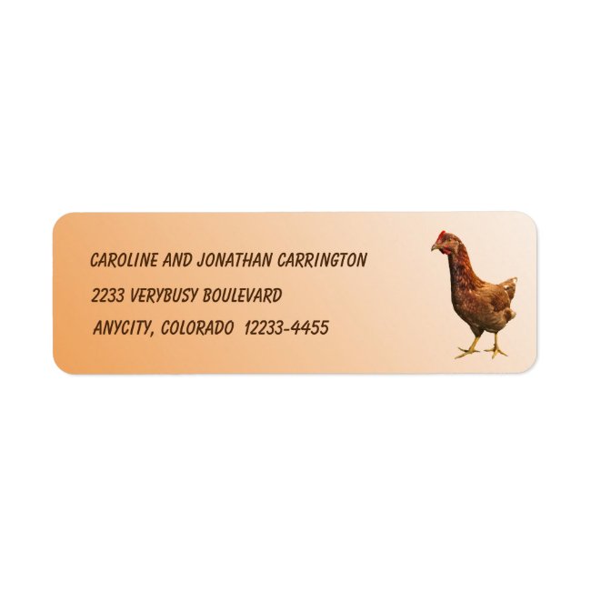 Rhode Island Red Hen Chicken Return Address Label