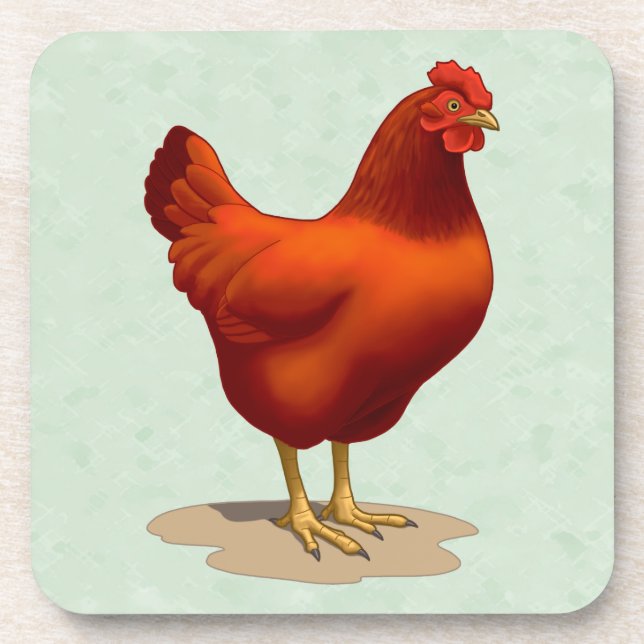 Rhode Island Red Hen Coaster (Front)