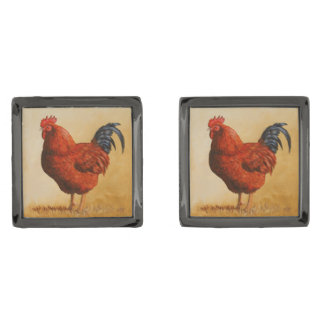 Rhode Island Red Rooster Chicken Cufflinks