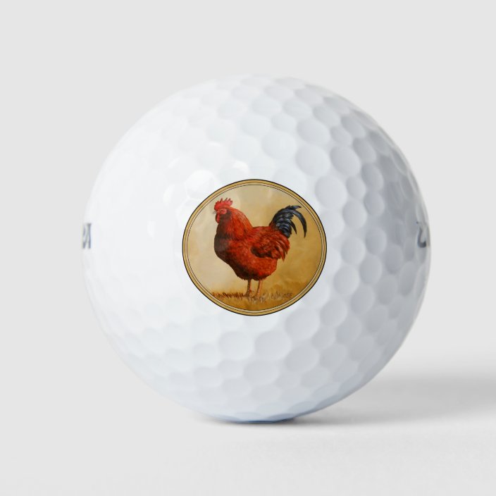 Rhode Island Red Rooster Chicken Golf Balls