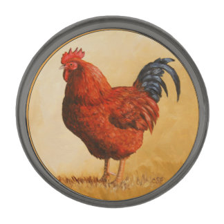 Rhode Island Red Rooster Chicken Gunmetal Finish Lapel Pin