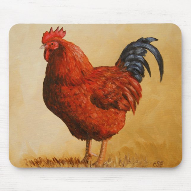 Rhode Island Red Rooster Chicken Mouse Pad (Front)